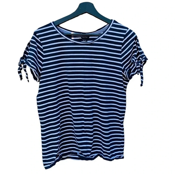 Nautica women's size large nautical blouse, blue and white stripes - Picture 1 of 3